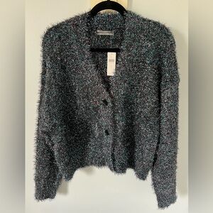 Anthropologie Fuzzy Black Sweater ~ L